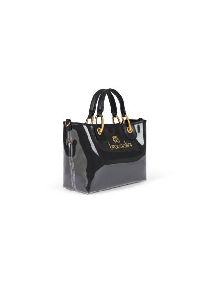Borsa a mano di colore nero di medio piccole dimensioni con doppi manici. B17699